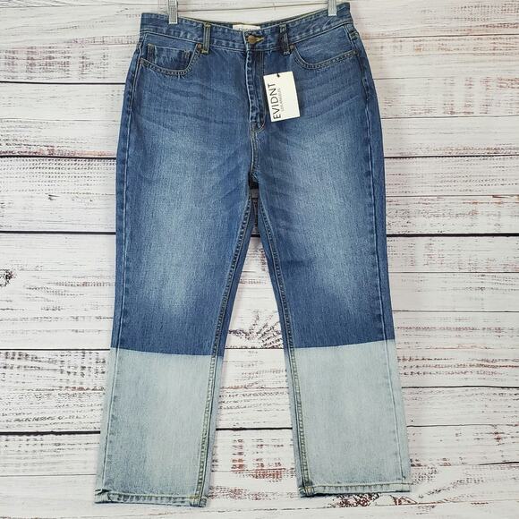 EVIDNT Los Angelos Malibu Crop Jeans Sz 30 Dip Dyed Two Toned Capri NWT Festival - Picture 1 of 15
